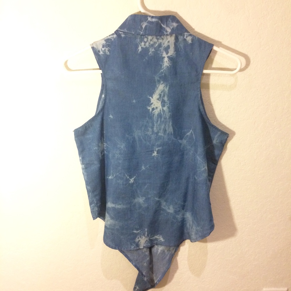 Tie-Front Marble Denim Blouse - Picture 5 of 5